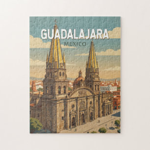Guadalajara Mexico Illustration Travel Art Vintage Jigsaw Puzzle