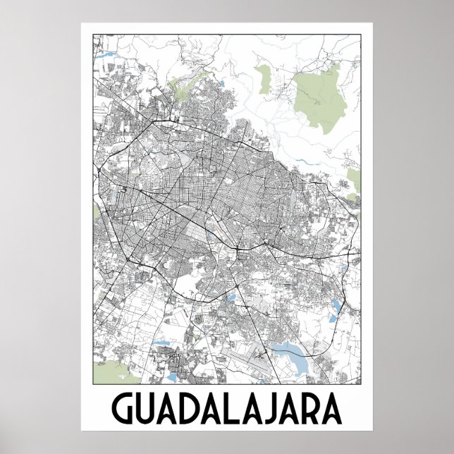 Guadalajara, Mexico map Poster (Front)