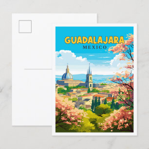 Guadalajara Mexico vintage travel illustration Postcard
