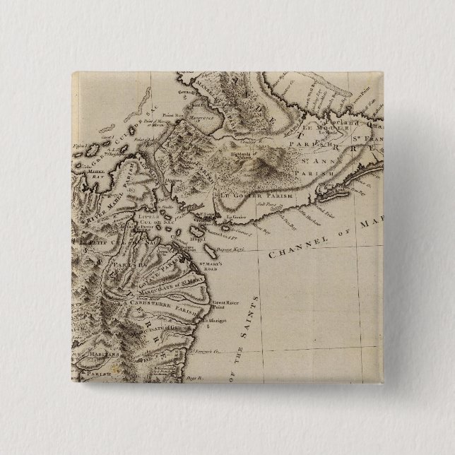 Guadaloupe 2 inch square button (Front)