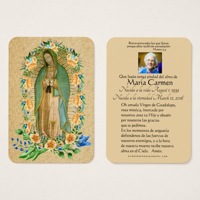 Guadalupe catholique espagnol funérailles prière s (Devant & derrière)