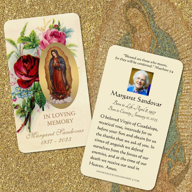 Guadalupe Funeral Catholic Prayer Card (Traditional Catholic Our Lady of Guadalupe Funeral Prayer Cards)