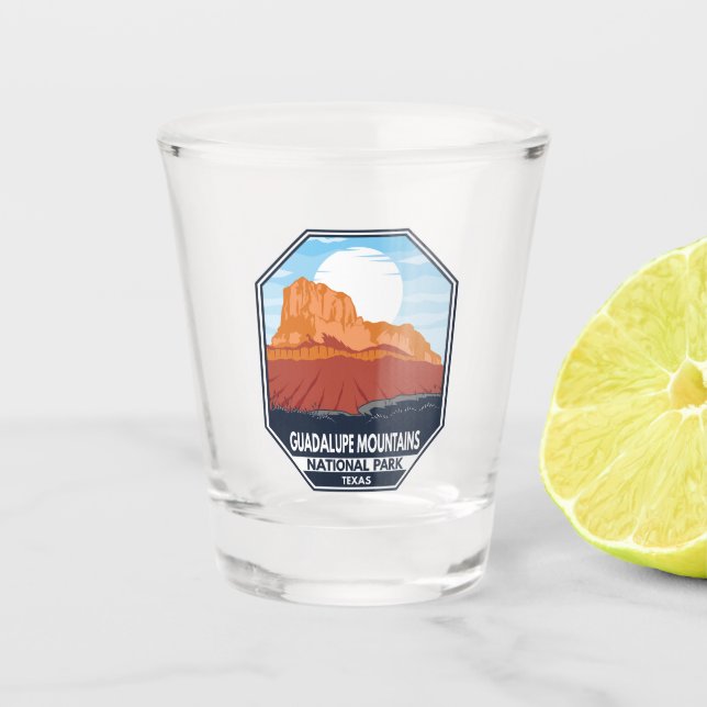 Guadalupe Mountains National Park El Capitan Retro Shot Glass (Front)