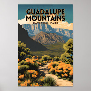 Guadalupe Mountains National Park Retro Travel Poster