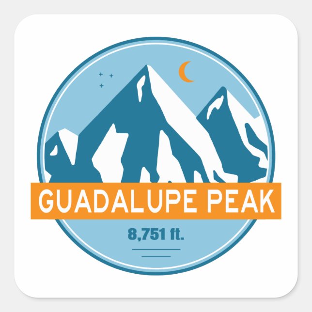 Guadalupe Peak Texas Stars Moon Square Sticker (Front)