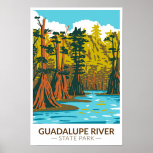 Guadalupe River State Park Texas Vintage  Poster