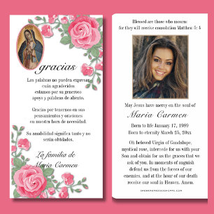 Guadalupe Virgin Mary Funeral Condolence Spanish  Thank You Card