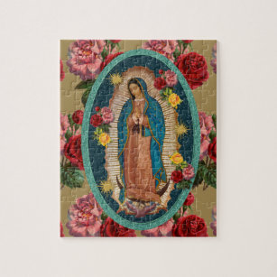 Guadalupe Virgin Mary Red Roses Religious Jigsaw Puzzle