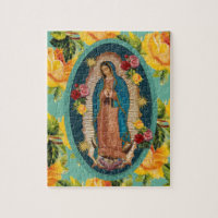 Guadalupe Virgin Mary Yellow Roses Religious