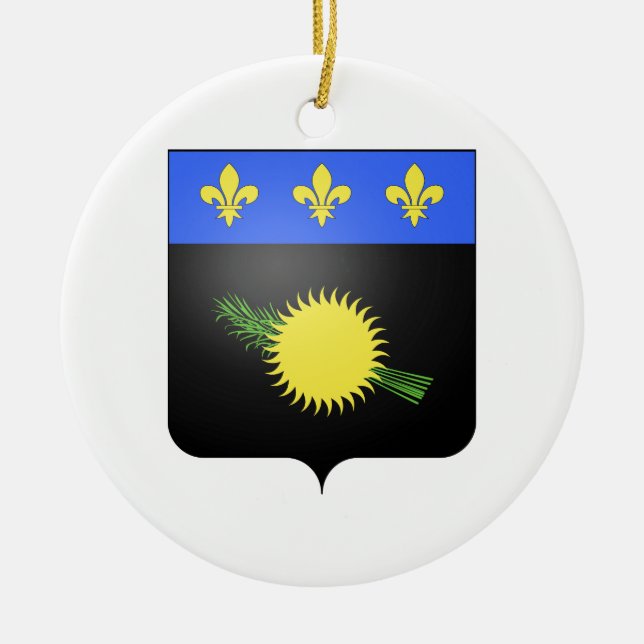 Guadeloupe (France) Coat of Arms Ceramic Ornament (Front)