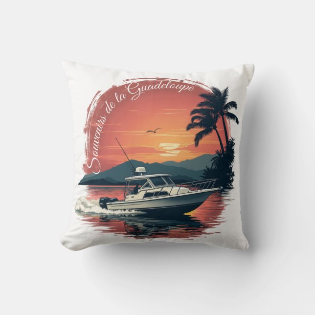 Guadeloupe Sunset Boat Pillow | Pillow (Front)