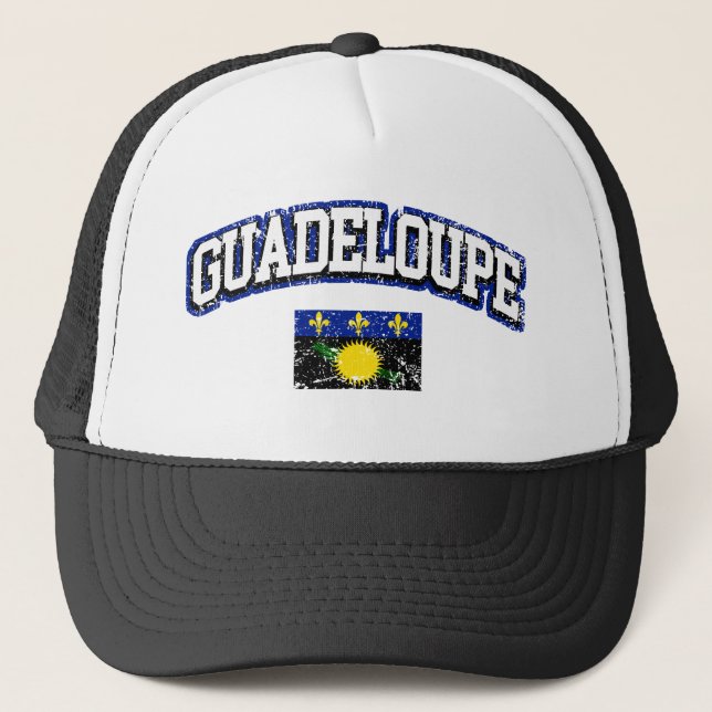 Guadeloupe  Vintage Flag Trucker Hat (Front)