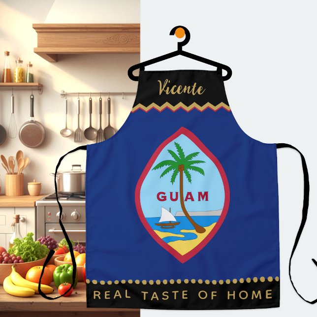 Guam Chefs Apron, Kitchen, Guamanian Flag Apron (Patriotic Guam Chefs Apron / name)