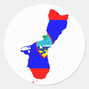 guam country flag map shape silhouette classic round sticker