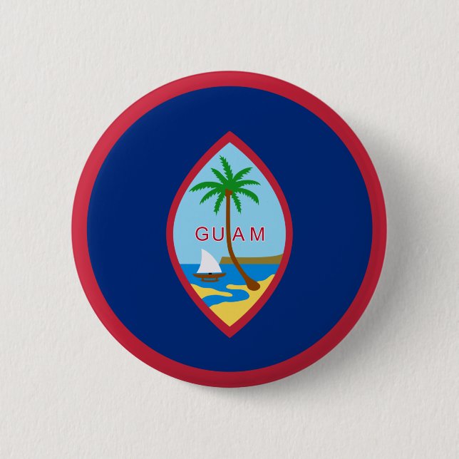 Guam flag  2 inch round button (Front)