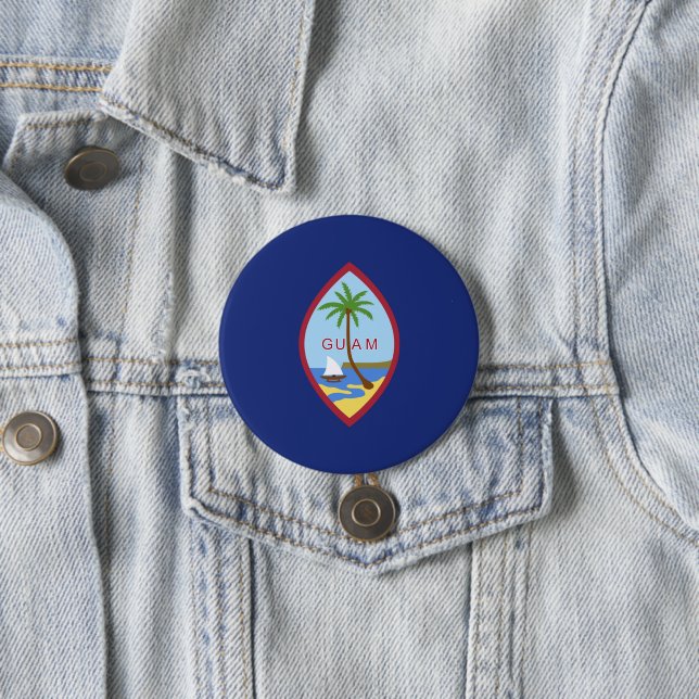 Guam flag 3 inch round button (In Situ)