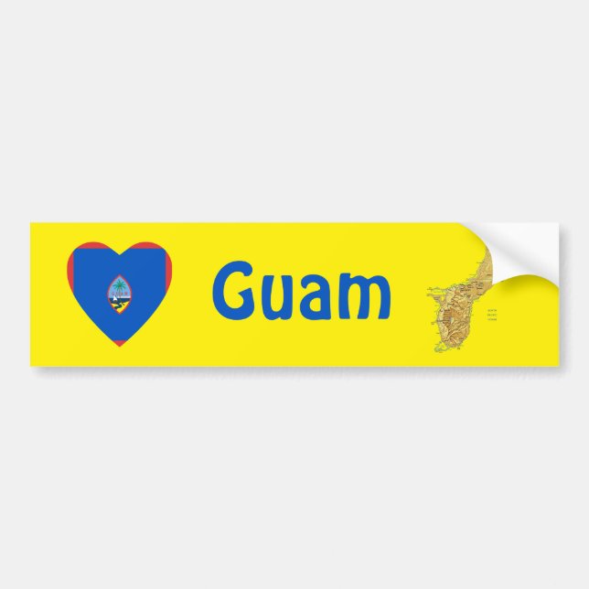 Guam Flag Heart + Map Bumper Sticker (Front)