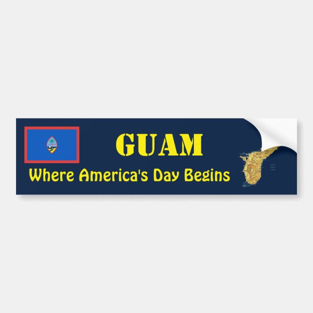 Guam Flag + Map Bumper Sticker (Front)