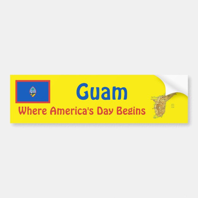 Guam Flag + Map Bumper Sticker (Front)