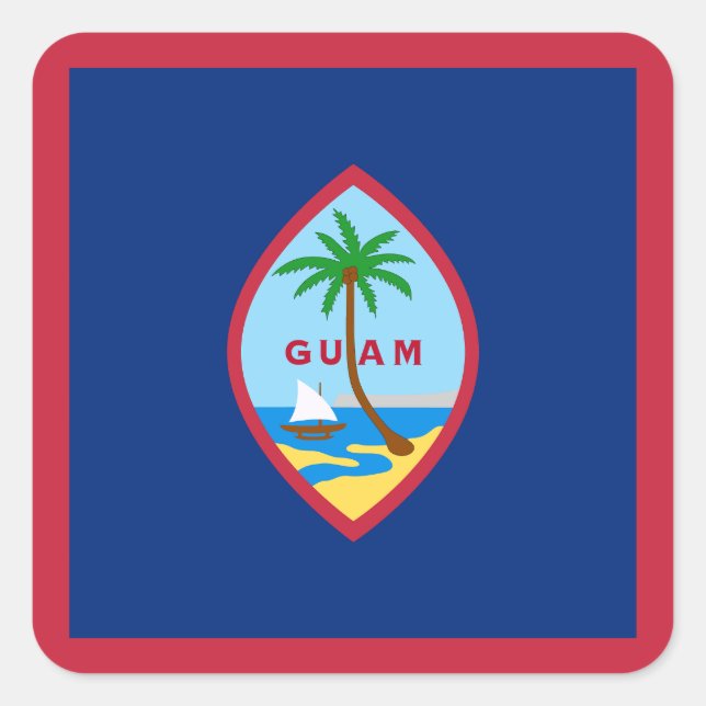 Guam Flag Square Sticker (Front)