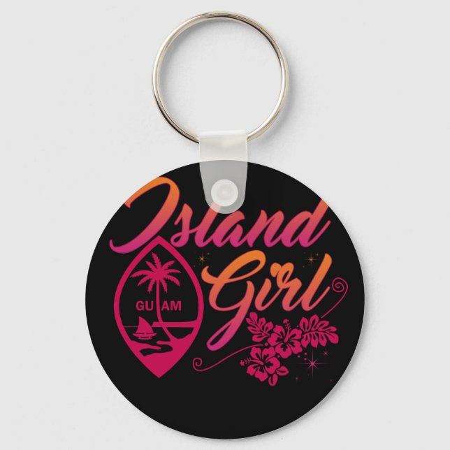 Guam Flower Chamorrita Guam Island Guamanian Girl Keychain (Front)