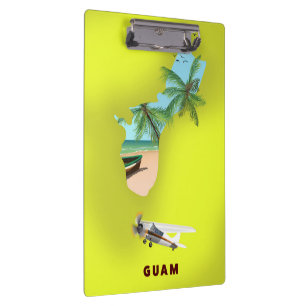 Guam illustrated map travel poster clipboard