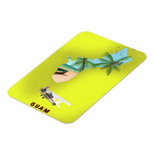 Guam illustrated map travel poster magnet