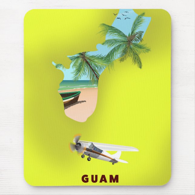 Guam illustrated map travel poster mouse pad (Front)