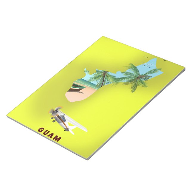 Guam illustrated map travel poster notepad (Angled)