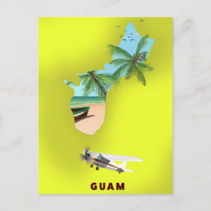 Guam illustrated map travel poster postcard