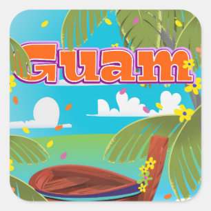 Guam Island holiday travel poster. Square Sticker