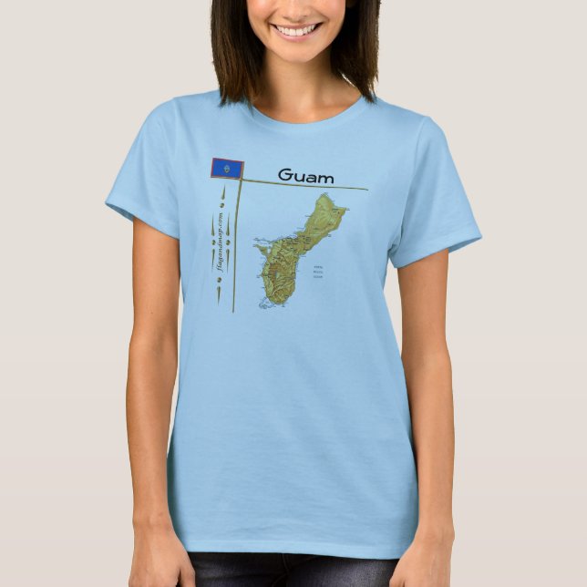 Guam Map + Flag + Title T-Shirt (Front)