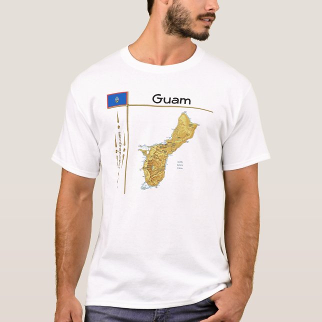 Guam Map + Flag + Title T-Shirt (Front)