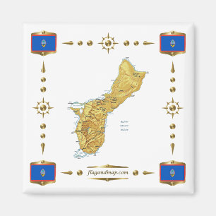Guam Map + Flags Magnet