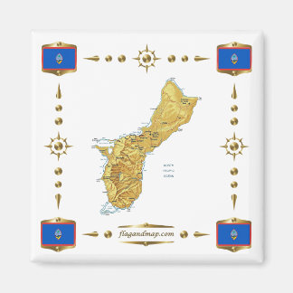 Guam Map + Flags Magnet