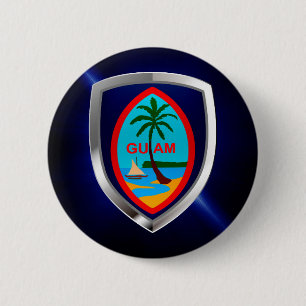 Guam Mettalic Emblem 2 Inch Round Button