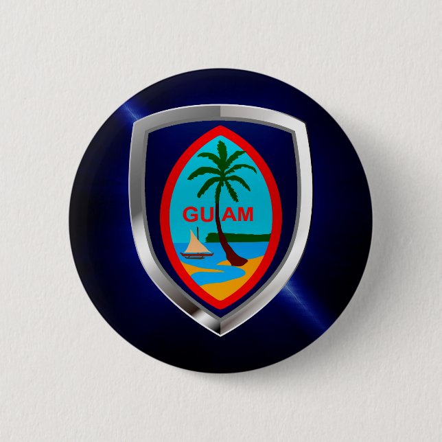 Guam Mettalic Emblem 2 Inch Round Button (Front)