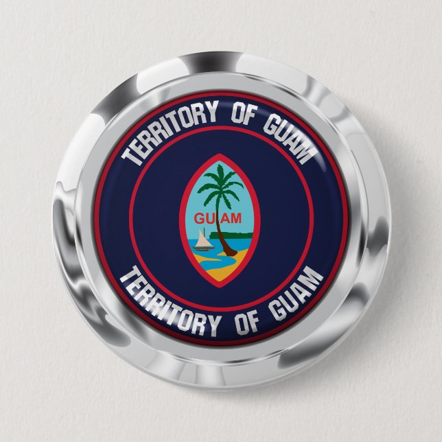 Guam Round Emblem 3 Inch Round Button (Front)