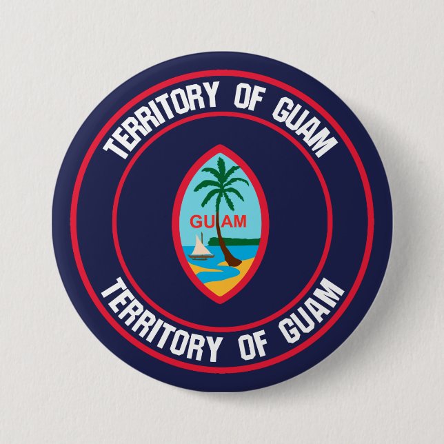Guam Round Emblem 3 Inch Round Button (Front)