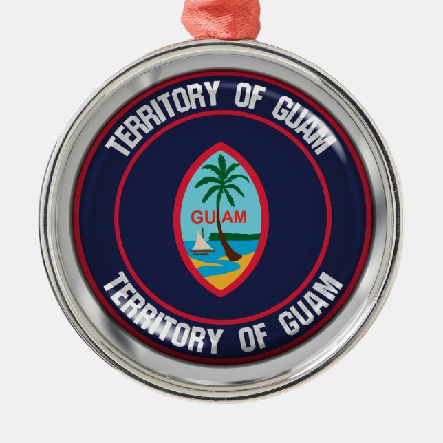 Guam Round Emblem Metal Ornament (Front)