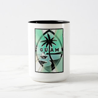 Guam Seal w Sun Rays Two-Tone Coffee Mug