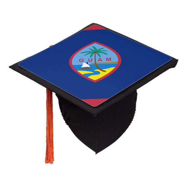 Guamanian flag graduation cap topper (Angled)