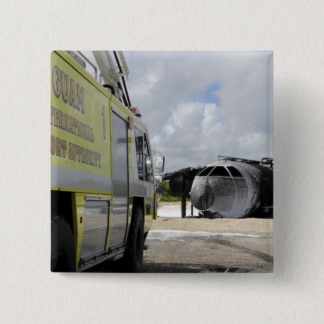 Guam's WONPAT Airport 2 Inch Square Button (Front)