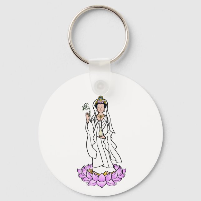 Guan Yin Bodhisattva on Lotus Keychain  (Front)