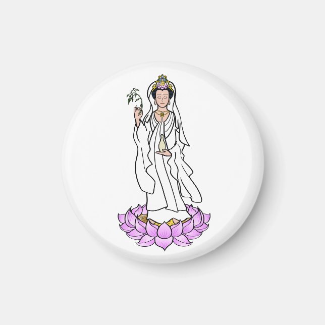 Guan Yin Bodhisattva on Lotus Magnet (Front)