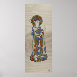 Guan Yin Buddha Doug Fir Background Art Print
