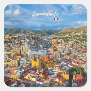 Guanajuato, Mexico - Colourful Cityscape Square Sticker