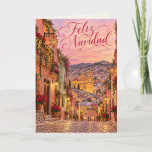 Guanajuato Rose Peach Feliz Navidad Christmas Card