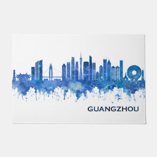 Guangzhou China Skyline Blue Doormat