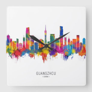 Guangzhou China Skyline Square Wall Clock